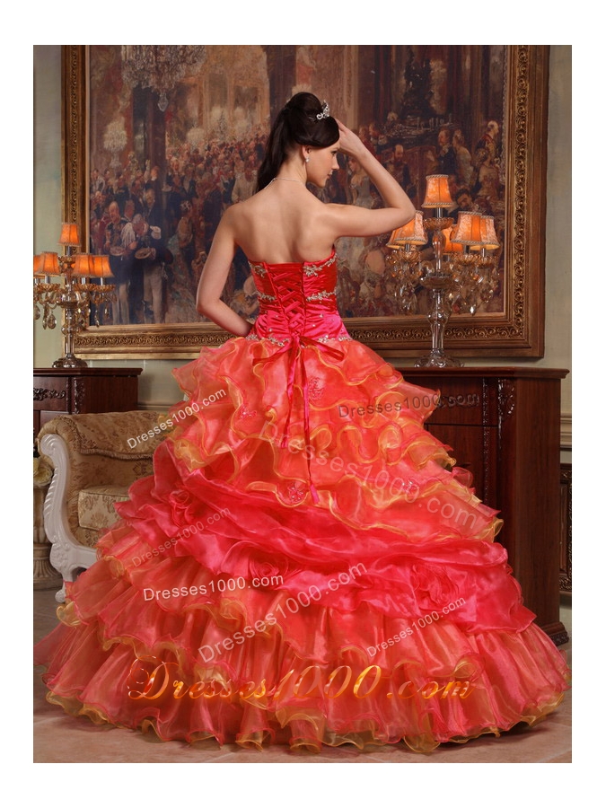 Puffy Sweetheart 2014 Beading Quinceanera Dresses with Ruffles