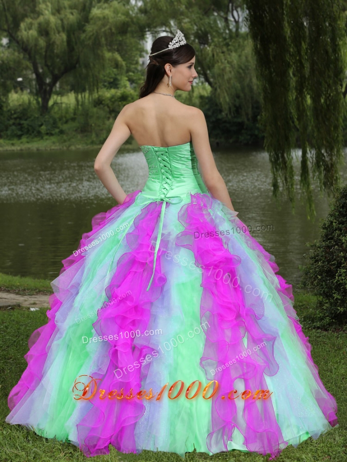 2014 Colorful Sweetheart Sweet 16 Dresses With Beaded Drcorate Ruffled Layers