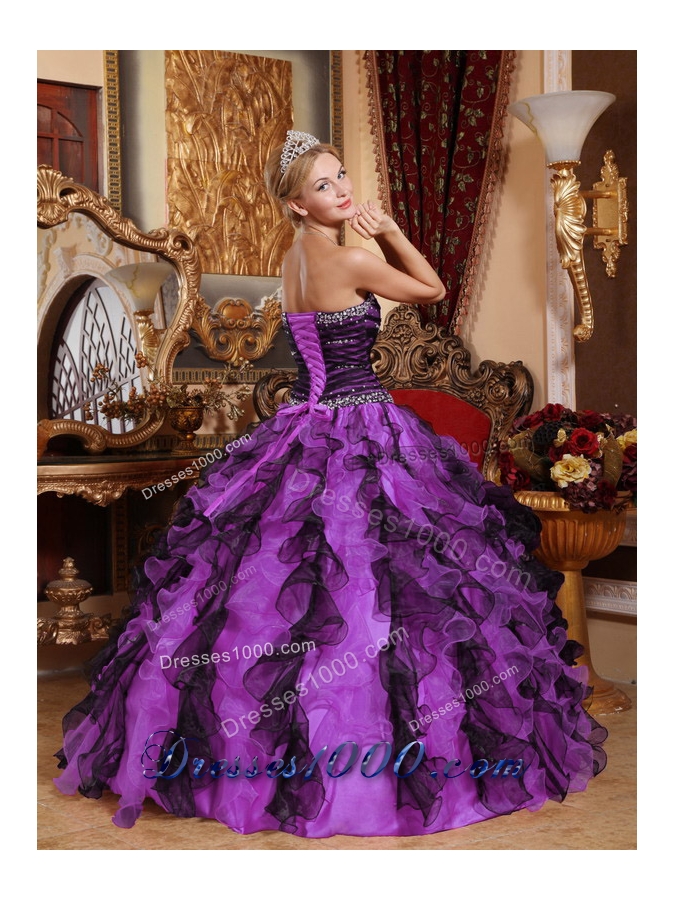 2014 Exquisite Multi-Color Puffy Sweetheart Beading and Ruffles Quinceanera Dresses