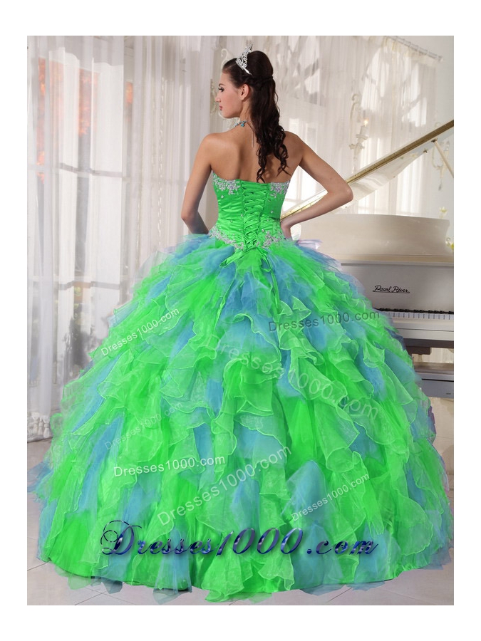2014 Multi-color Sweetheart Appliques Quinceanera Dresses with Flower