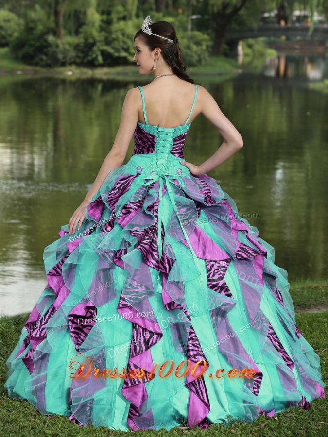 2014 Spring Straps Beading Colorful Quinceanera Dresses