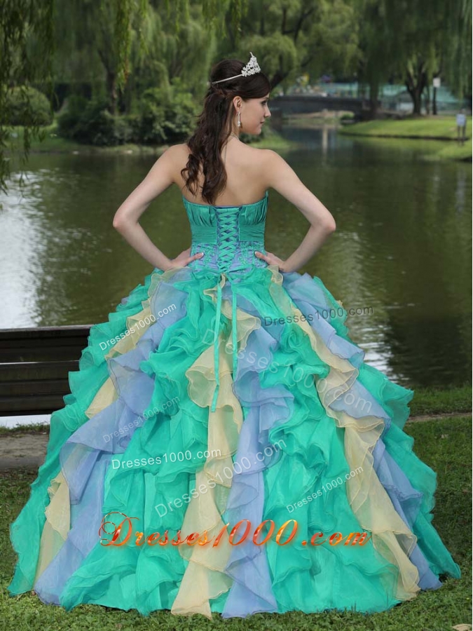 Sweet Appliques Ruffles Layered Colorful Quinceanera Dresses For 2014