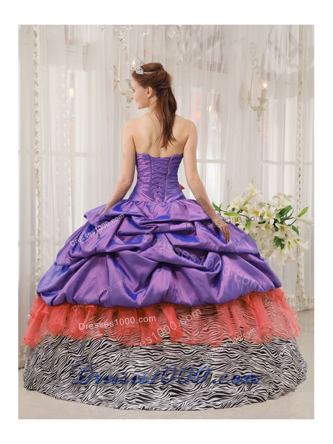 2014 Exclusive Puffy Strapless Beading Quinceanera Dresss with Pick-ups