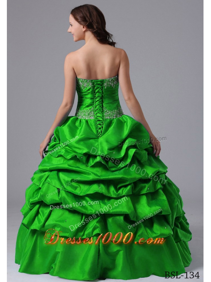 2014 Popular Puffy Pick-ups Quinceanera Dress with Beading and Pick-ups