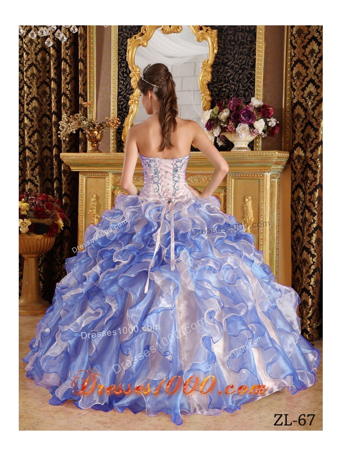 2014 Purple Puffy Sweetheart Appliques Quinceanera Dresses with Ruffles