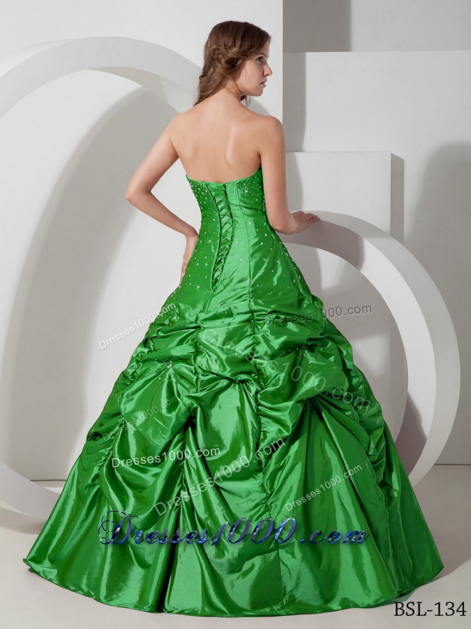 Beautiful Puffy Strapless Beading for 2014 Quinceanera Dress with Pick-ups