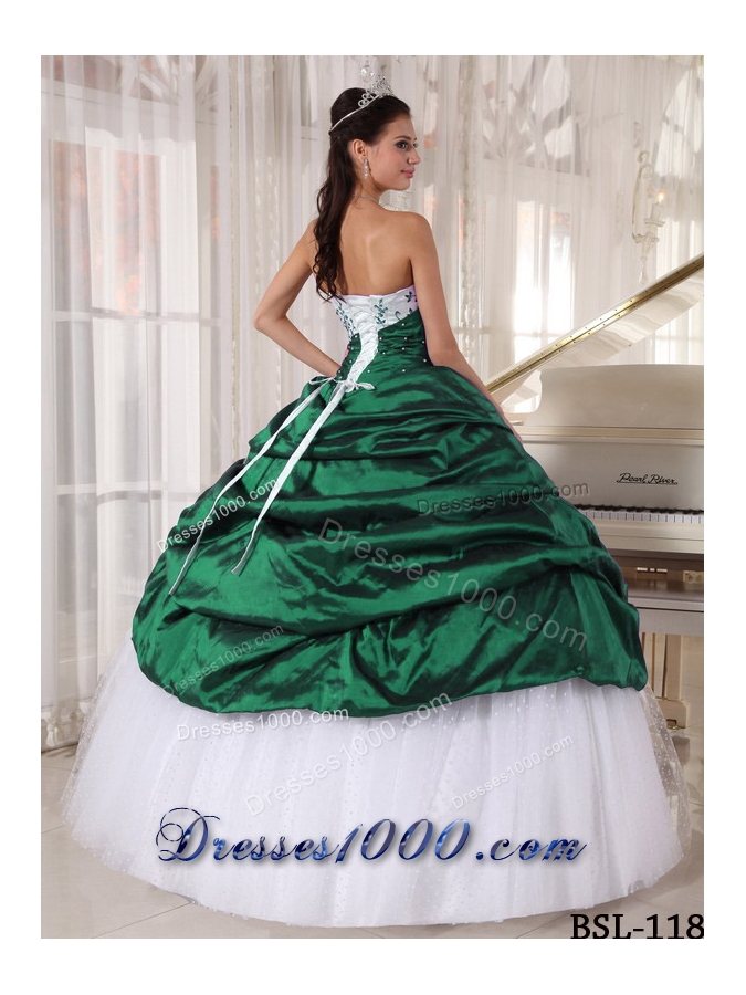Beautiful Puffy Strapless for 2014 Quinceanera Dress with Pick-ups and Embroidery