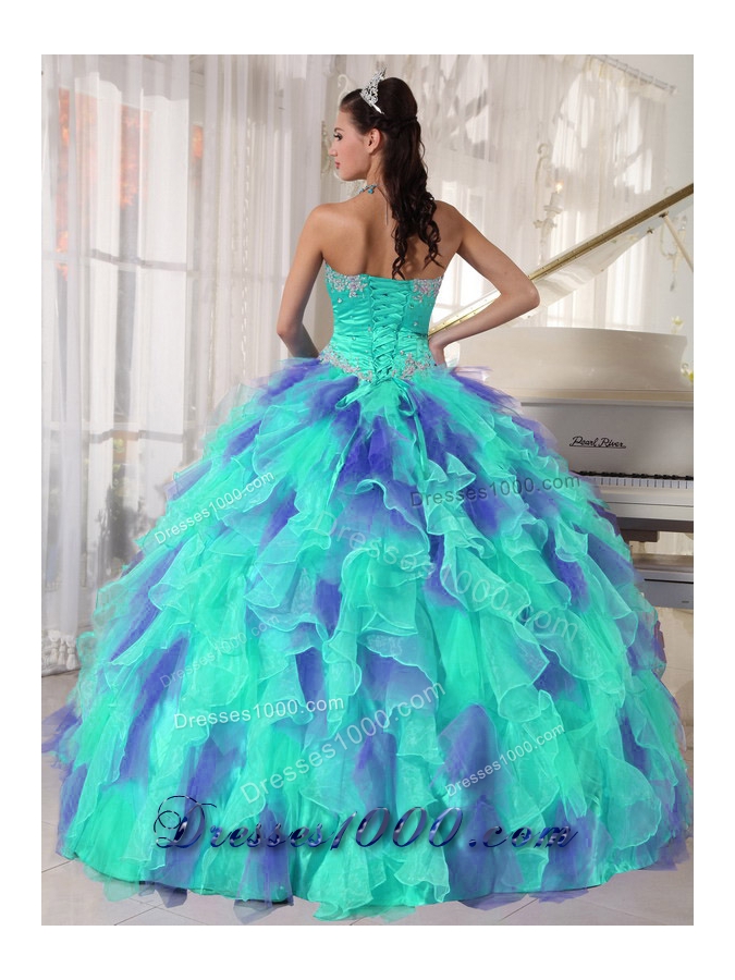 Beautiful Ruffles and Appliques 2014 Spring Quinceanera Dresses