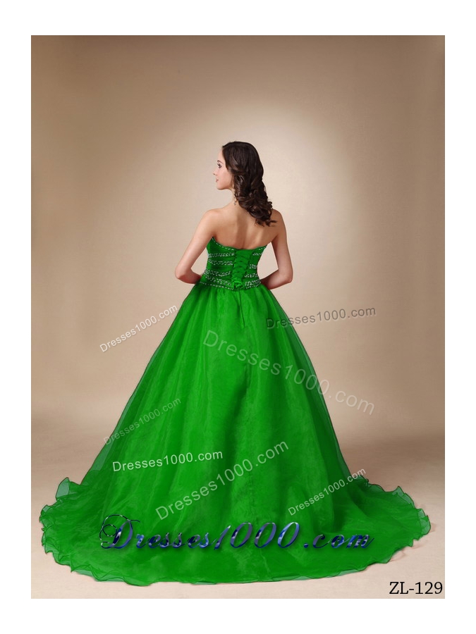 Brand New Princess Sweetheart Sweep Train with Beading Quinceanea Dress for 2014