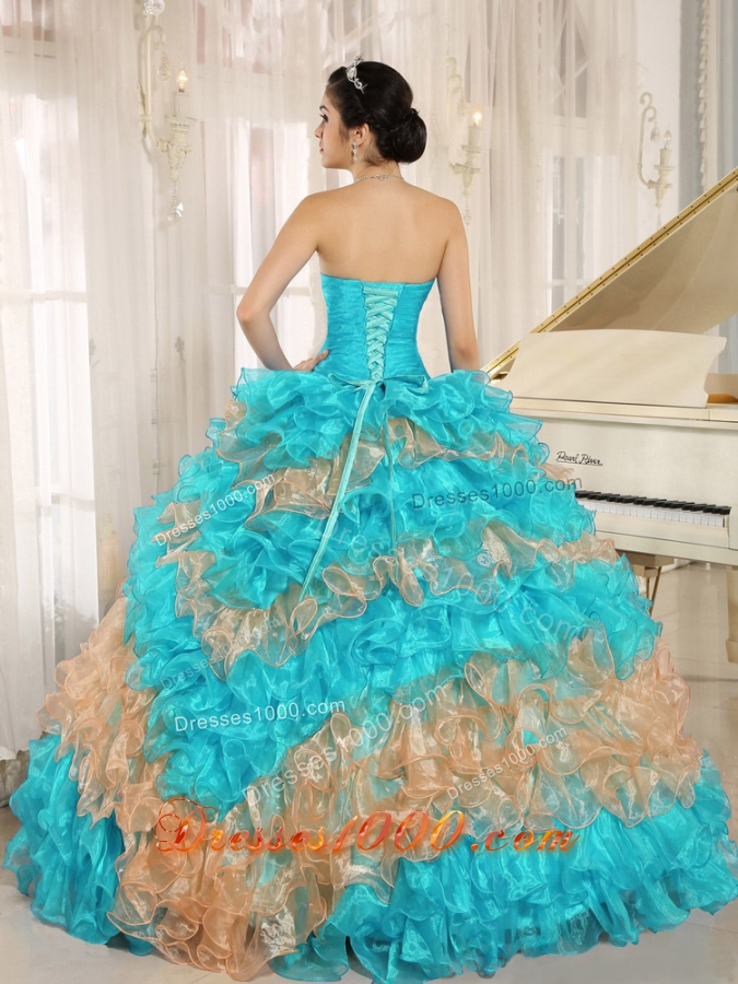 Discount 2014 Quinceanera Dresses Ruffles With Appliques Sweetheart