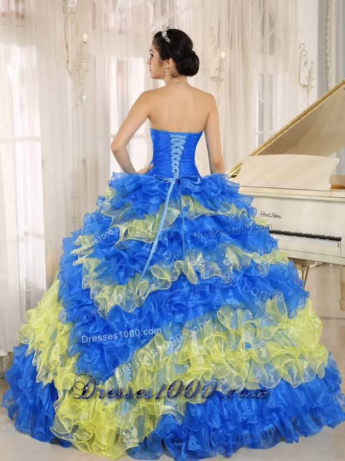 Elegant Multi-color Ruffles 2014 Quinceanera Dresses With Appliques