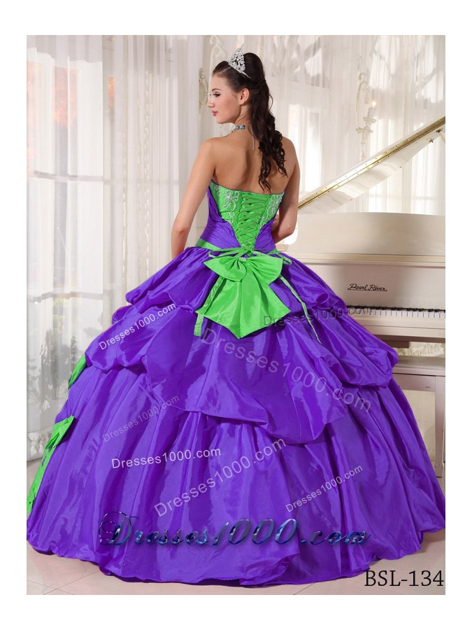 Exclusive Puffy Sweetheart for 2014 Appliques Quinceanera Dress with Pick-ups