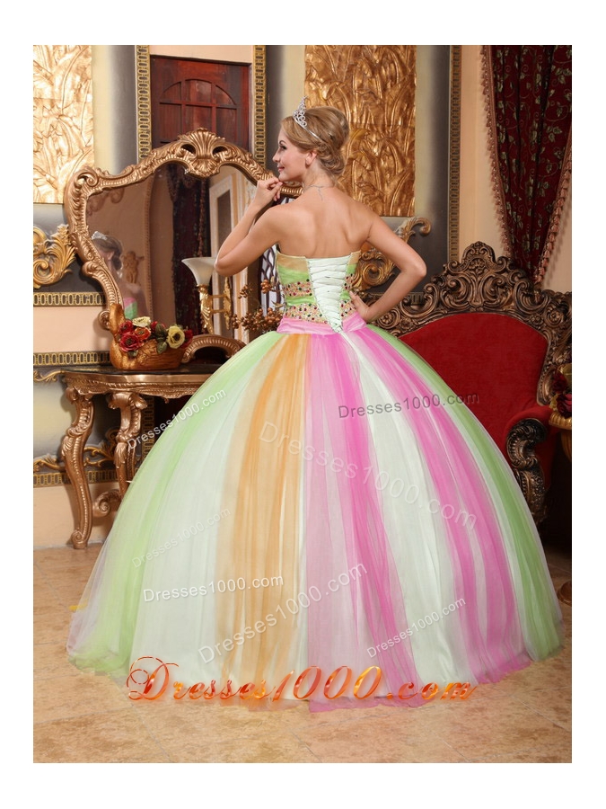 Multi-color Sweetheart 2014 Beading Quinceanera Dress for Custom Made