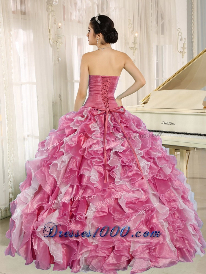 Pretty Pink Beaded Bodice and Ruffles 2014 Quinceanera Dresses