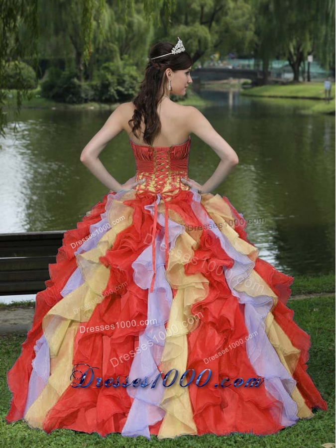 Sweet Appliques Ruffled Layered Colorful Quinceanera Dress Wear For 2014