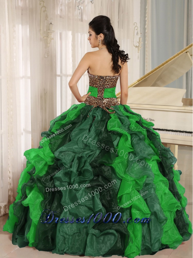 Wholesale V-neck Multi-color Ruffles 2014 Beading Quinceanera Dresses