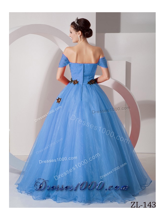 2014 Modest Princess Off The Shoulder Quinceanera Dresses with Appliques