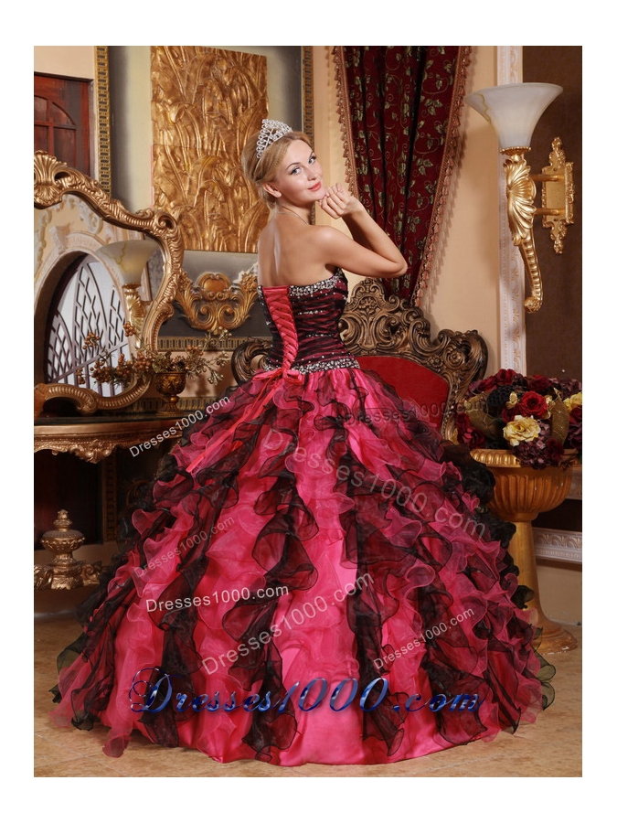 2014 Spring Multi-Color Puffy Sweetheart Beading and Ruffles Quinceanera Dresses