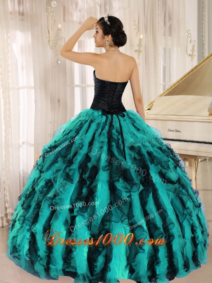 Elegant Beading and Ruffled Sweetheart 2014 Multi-color Quinceanera Dresses