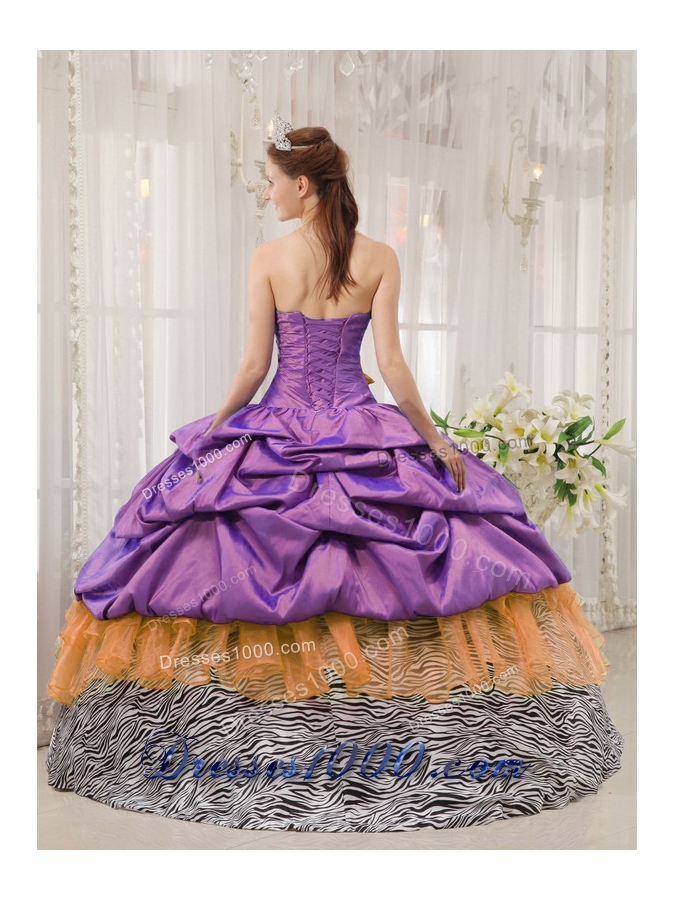 Exclusive Puffy Strapless 2014 Beading Quinceanera Dress with Pick-ups