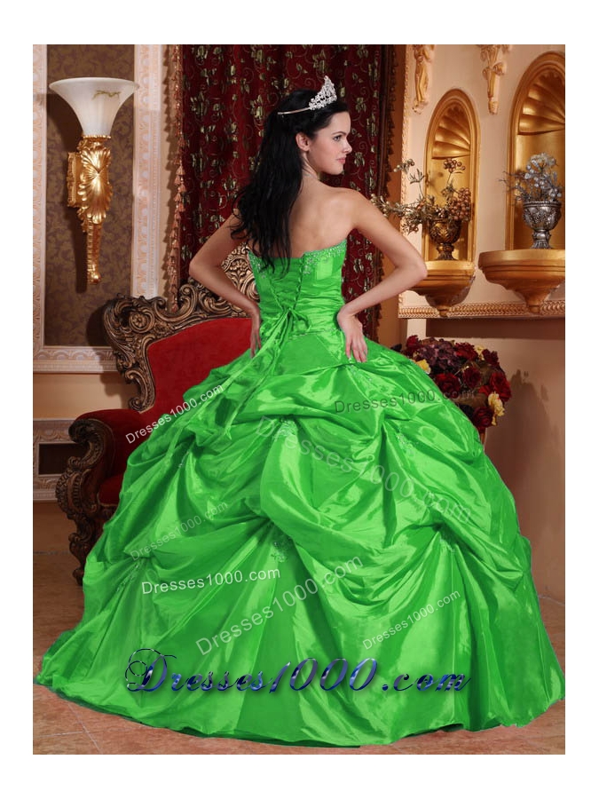 Fashionable Green Ball Gown Strapless with Beading Quinceanera Dress for 2014