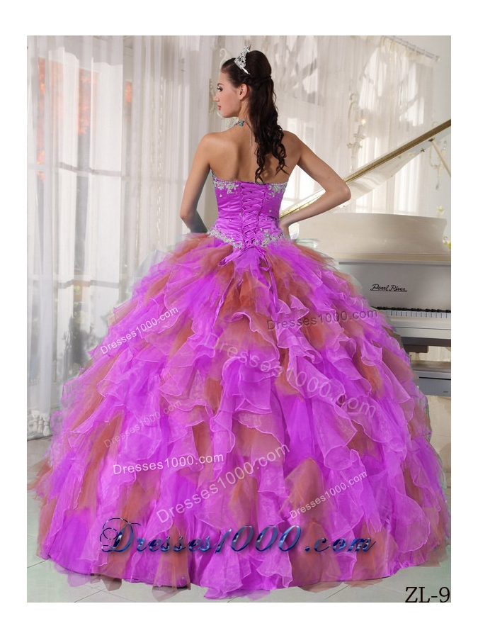 Luxurious Puffy Strapless 2014 Appliques Quinceanera Dresses with Ruffles