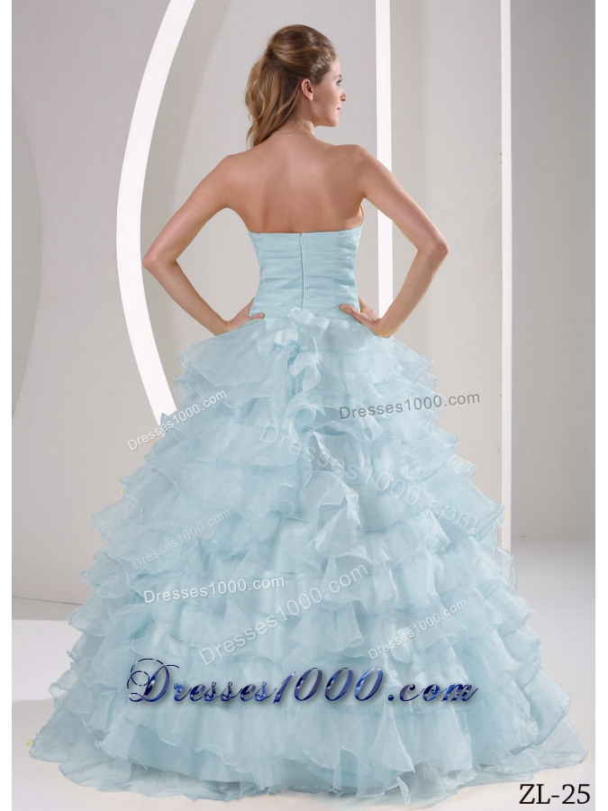 2014 Elegant Sweetheart Ruching and Appliques Quinceanera Dresses With Ruffled Layers