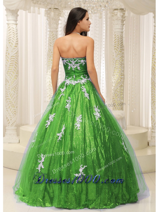 2014 Wonderful A-line Quinceanera Dresses with Appliques and Paillette Over Skirt