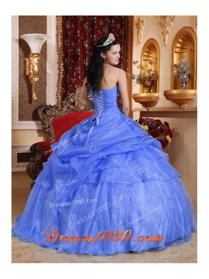 Classical Puffy Strapless Beading 2014 Quinceanera Dresses with Pick-ups