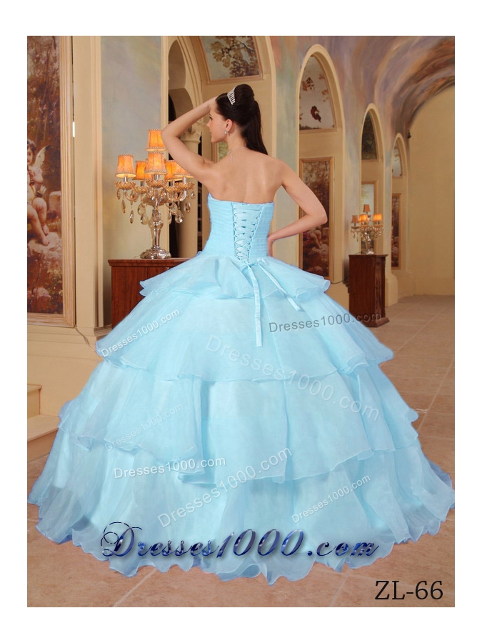 Elegant Quinceanera Dress in Light Blue Sweetheart with Beading for 2014