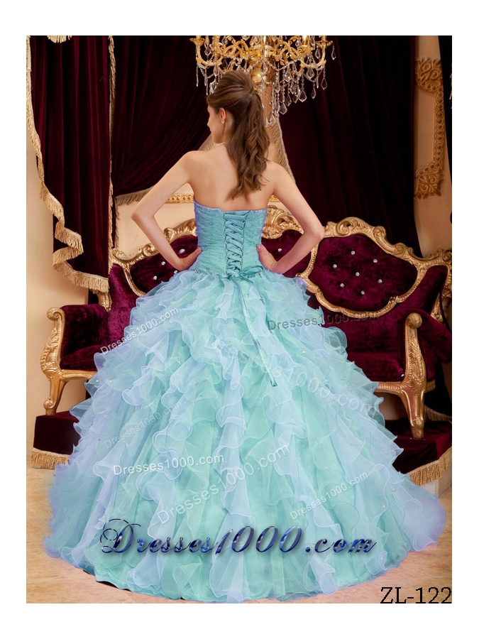 Exquisite Puffy Sweetheart 2014 Beading Quinceanera Dresses with Pleats