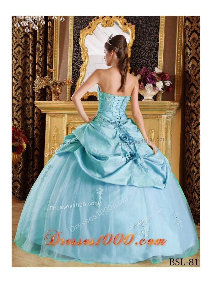 Luxurious Puffy Strapless Appliques and Beading 2014 Quinceanera Dresseses