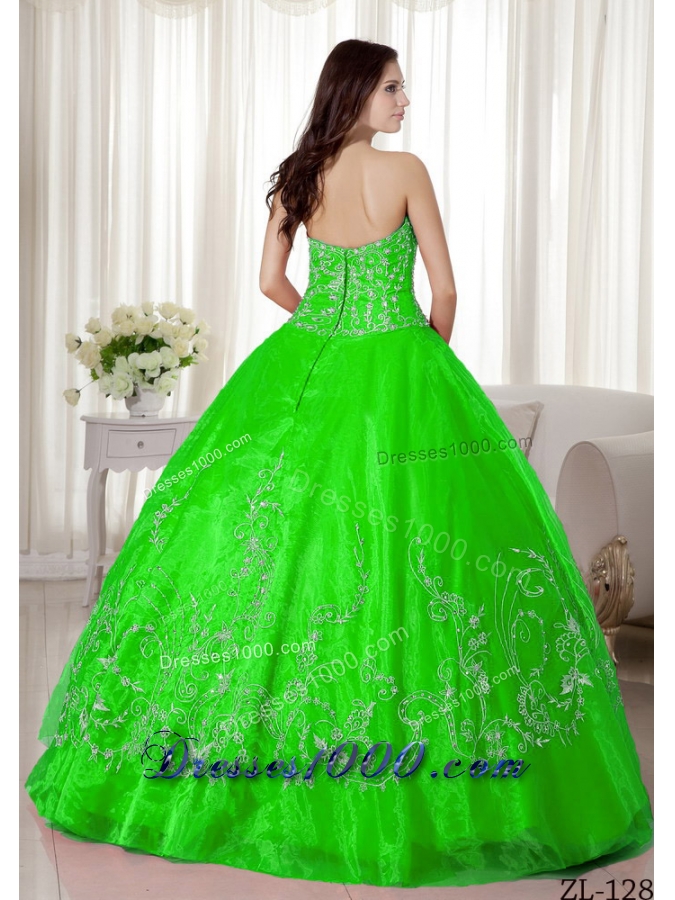 Romantic Puffy Sweetheart with Beading and Embroidery for 2014 Quinceanera Dress
