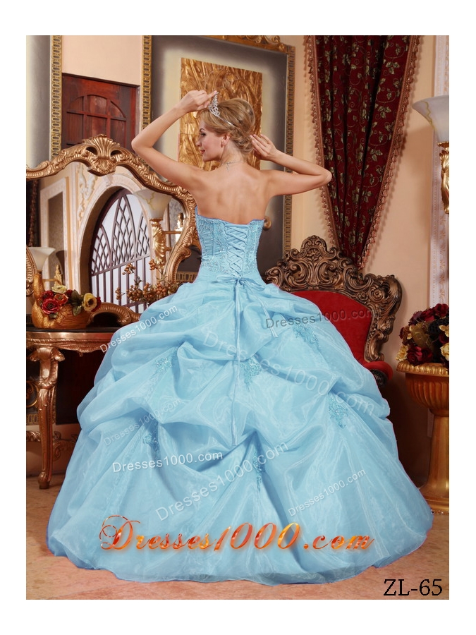 2014 Beautiful Puffy Strapless Appliques Quinceanera Dresses with Beading