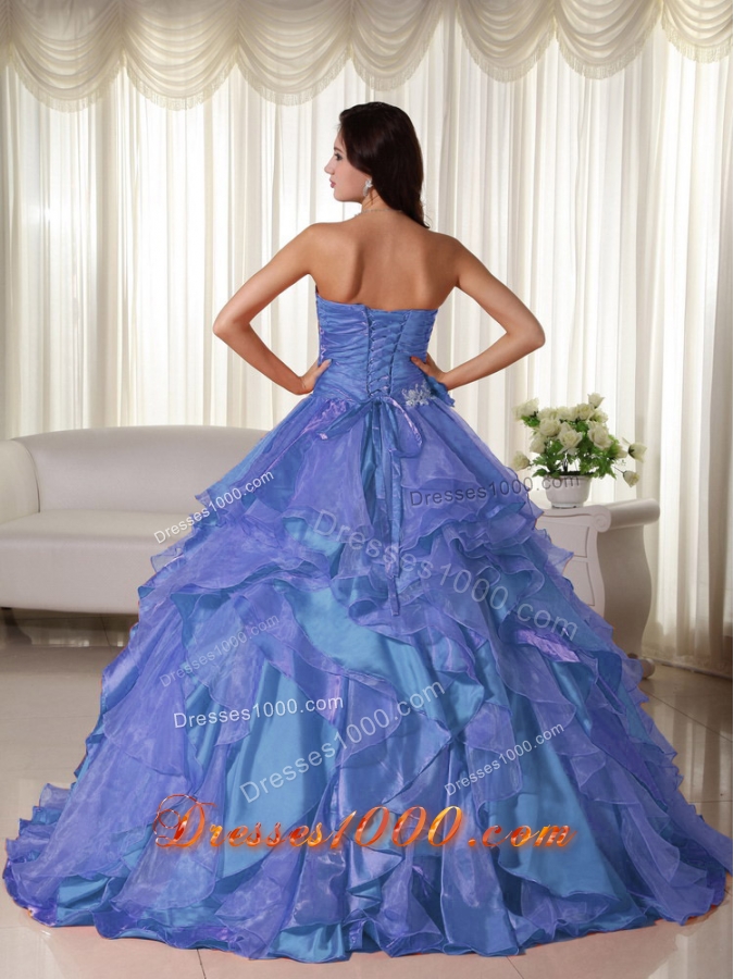 2014 Beautiful Puffy Sweetheart Appliques Quinceanera Dresses with Ruffles