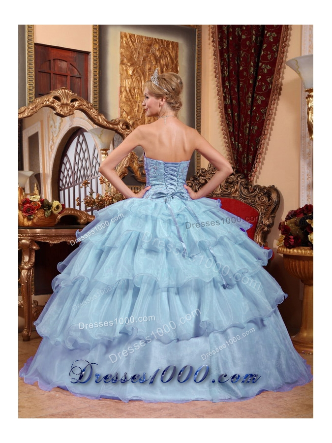 2014 Fashionable Strapless Beading Quinceanera Dresses with Ruffled Layers