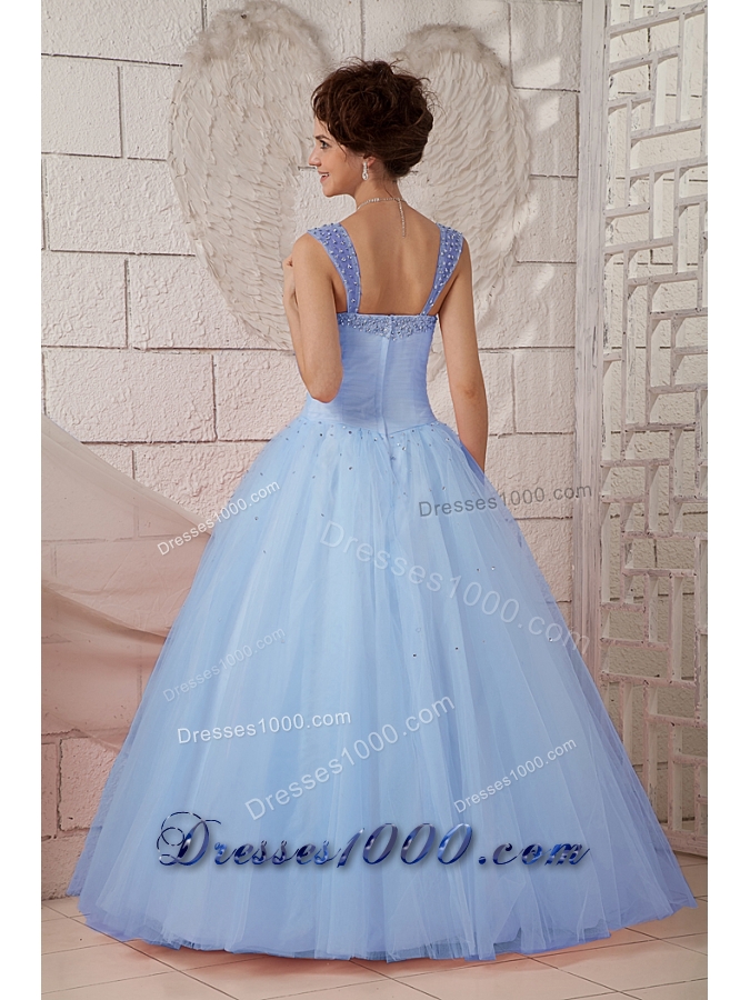 2014 Pretty Straps Beading Puffy Quinceanea Dresses with Beading