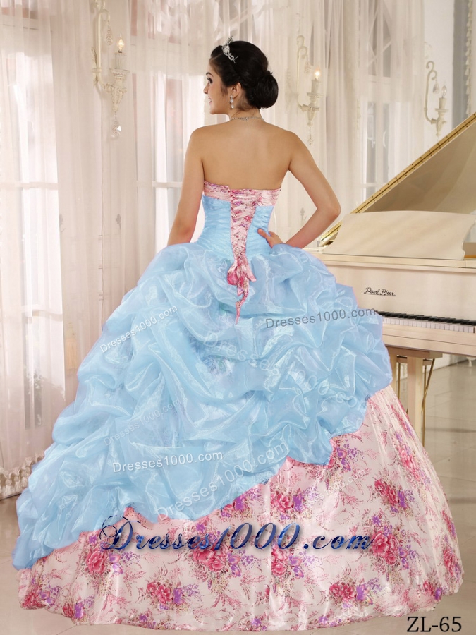 2014 Printing Sweetheart Beading Quinceanera Dresses For Custom Made