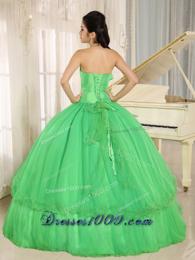 Beaded Bowknot For Green Quinceanera Dress Custom Made