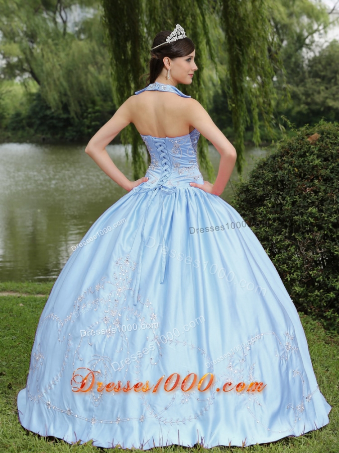 Exclusive Light Blue 2014 Beaded Decorate Quinceanera Dresses