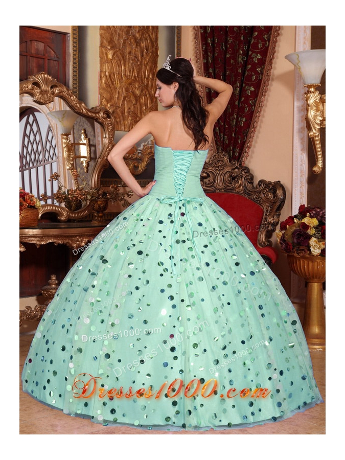 Fashionbale Puffy Sweetheart with Sequins Quinceanera Dress for 2014