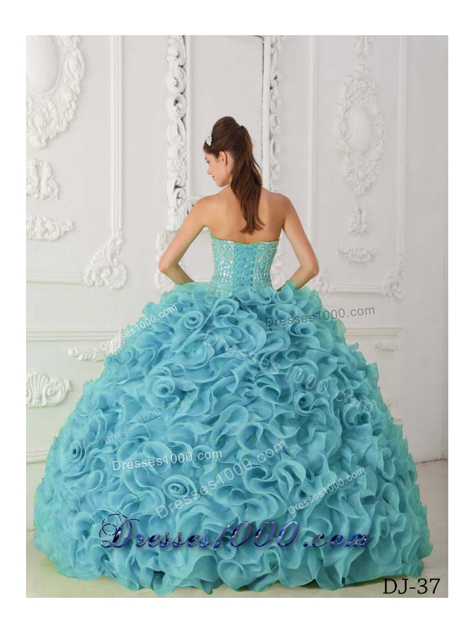 Sweet Puffy Strapless 2014 Spring Beading Quinceanera Dress with Ruffles