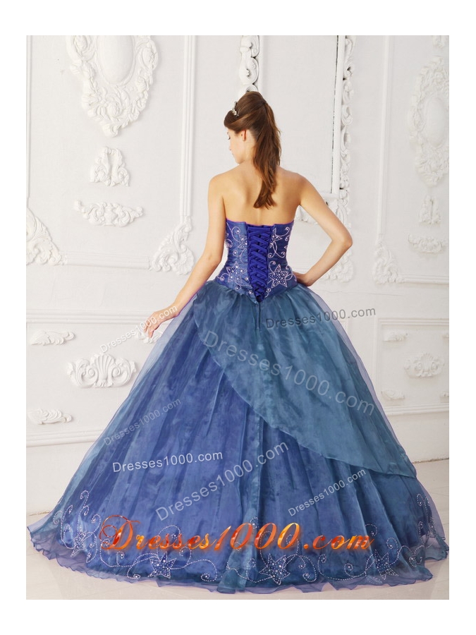 Cheap Organza Beading and Embroidery Quinceanera Dresses with Strapless