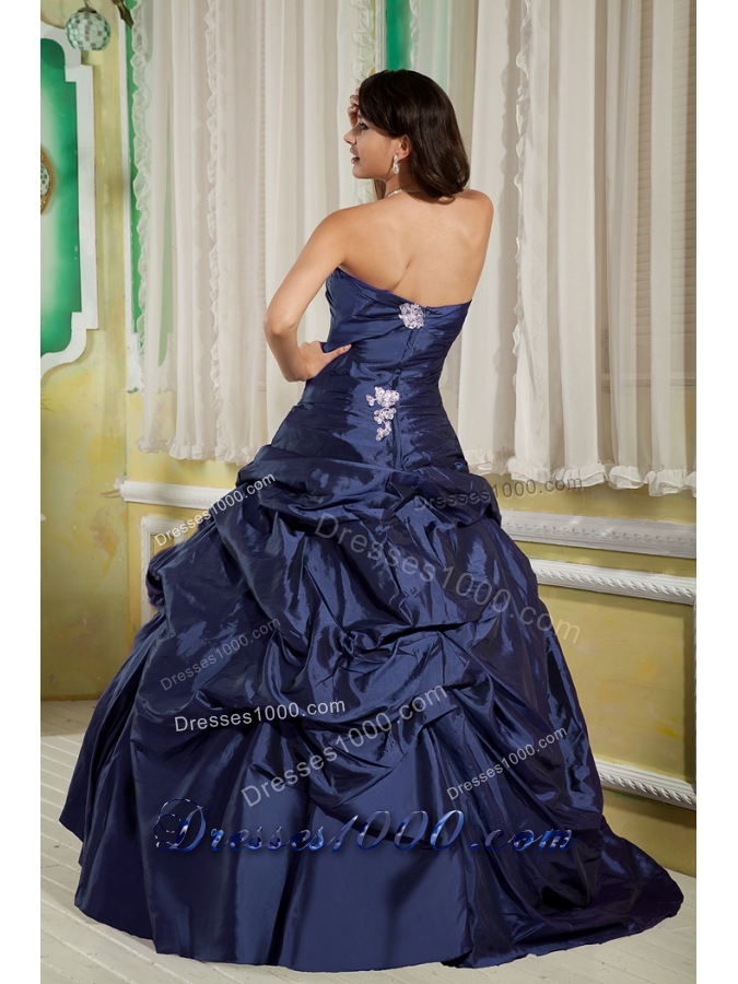 Cheap Princess Strapless Appliques Quinceanera Dresses for Military Ball