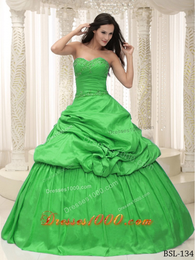 Classical Sweetheart Appliques Lace Up For Quinceanera Dress with Pick-ups