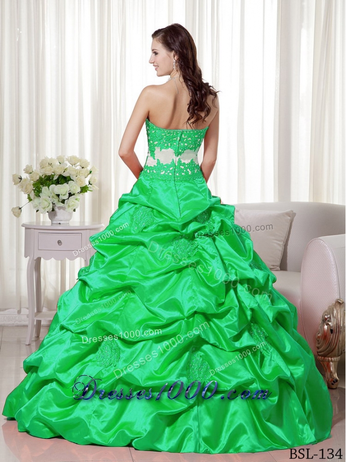 Fashionable A-line Sweetheart with Appliques and Pick-ups for 2014 Quinceanera Dress