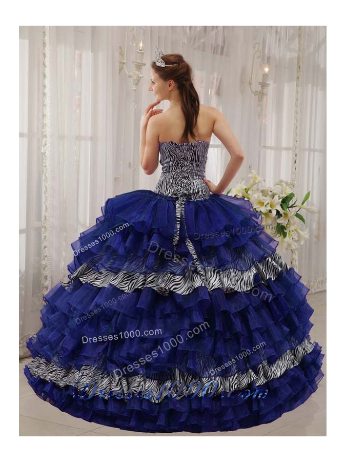 Unique Sweetheart Zebra and Organza Quinceanera Dresses with Beading