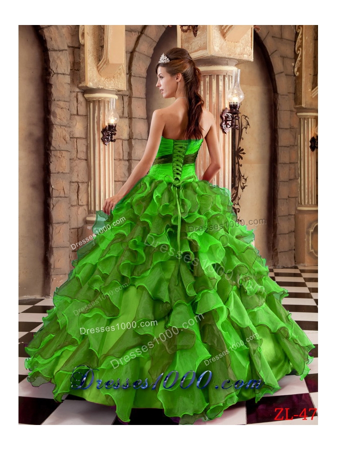 Affordable Puffy Strapless for 2014 Ruffles Quinceanera Dress with Appliques