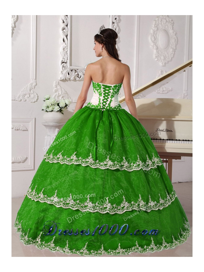 Fashionable Colourful Puffy with Lace Appliques for 2014 Quinceanera Dress