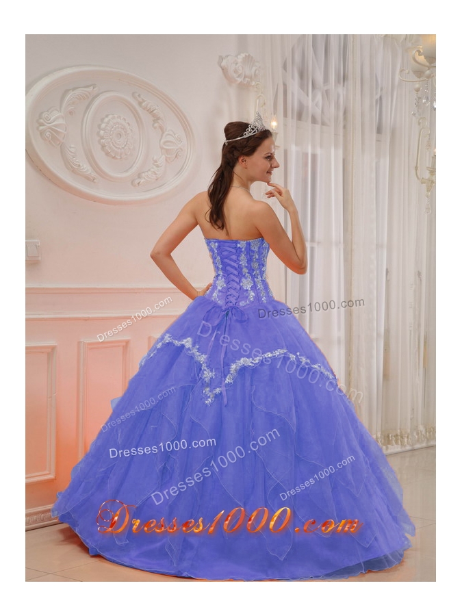 Elegant Puffy Sweetheart 2014 Appliques Quinceanera Dresses with Ruffles
